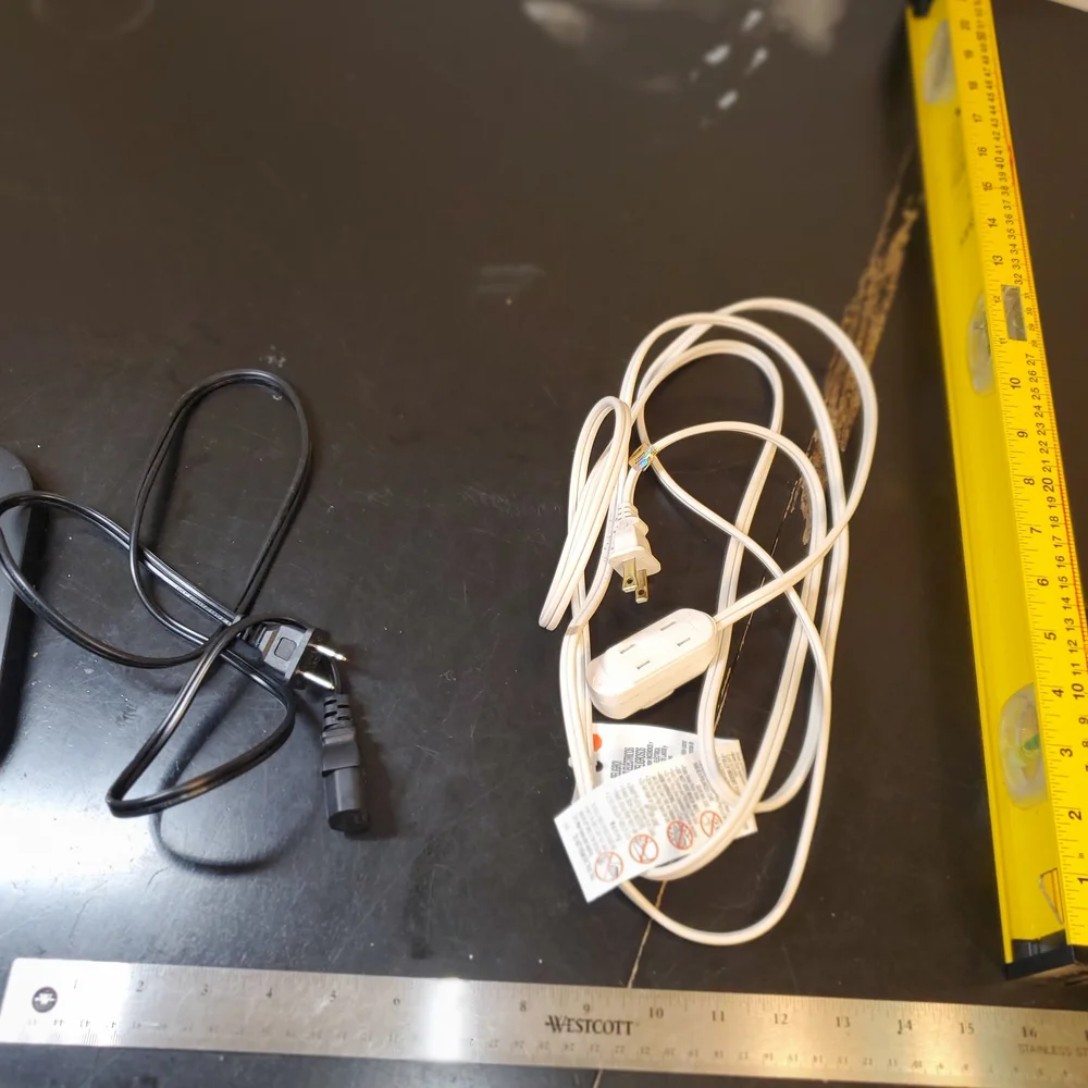 Power Cord 10A 125V 3.5 FEET Black+ Extension 13A 125V 8.5 FEET White with a sli